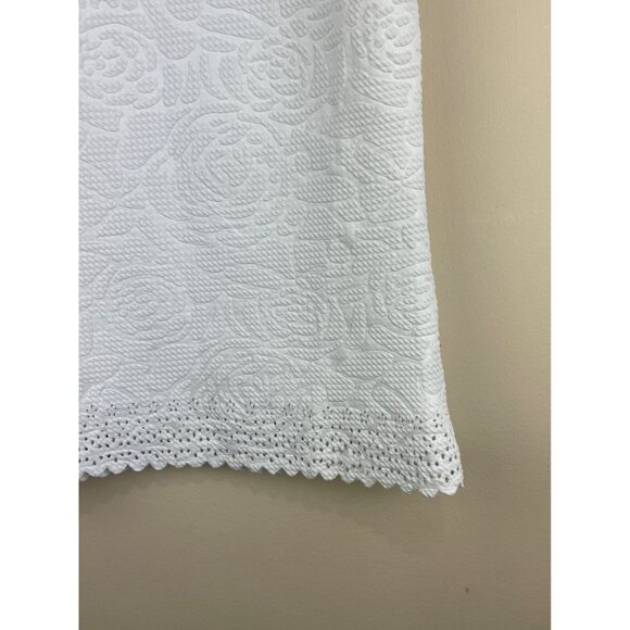 Chances R Embossed Blouse Womens M White Eyelet Sleeve Roses Cottage - Picture 3 of 5